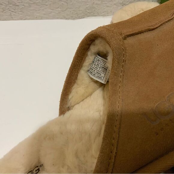UGG Authentic Mens Scuff Leather Cozy Slippers Shoes Tan 5172 size9 - Picture 9 of 9